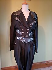 French Designer Black Evening Trouser Suit Size Small Excellent Condition 