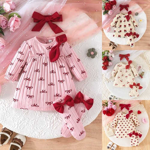 3pcs bowknot baby girls dress - 3pcs,