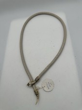 Vintage Bone Mesh Snake Belt Necklace Gold CZ Clear Eyes 80s Statement 36”