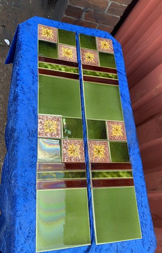 Antique fireplace tile set - tile,