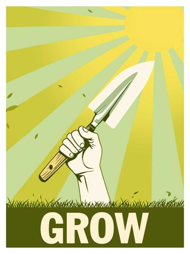 Grow garden sign on - -,