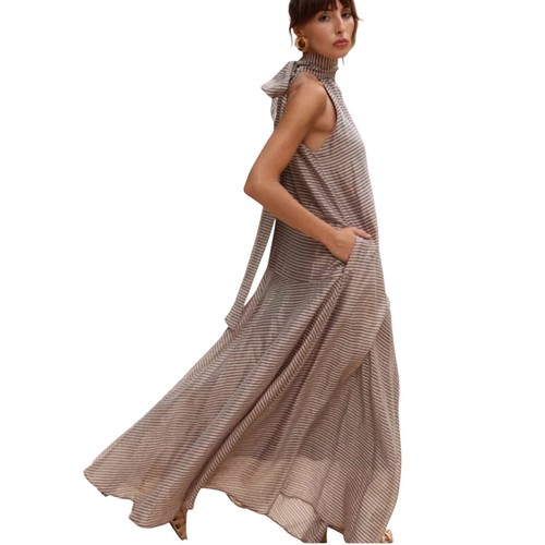 Zandra stone brown - silk, blend