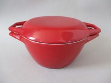 Retro Vintage Copco of Denmark Cast Iron Red Enamelled Oven Dish Pot with Lid