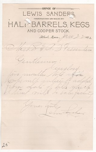 1892 lewis sanders letterhead - 1892,