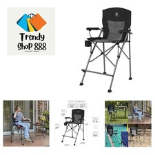 Tall Directors Chair with Cup Holder 31", Bar Height Folding Chair for Campin...