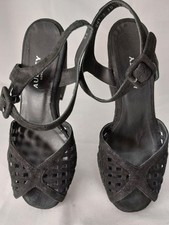 Audley Women's Wedge Strap Sandal Black Size UK 2.5 Eur 35 (HBY)