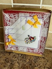 Womens Ladies Embroidered Lace Hankies Welsh lady Hankerchiefs unopened