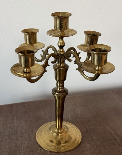 Vintage brass cup candelabra - brass,