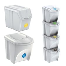 Sorting Bins Recycling Segregation Waste Stackable Lidded White bin Set 20L 25L