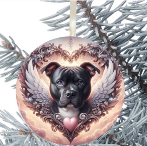 Staffie dog hanging bauble - staffie,