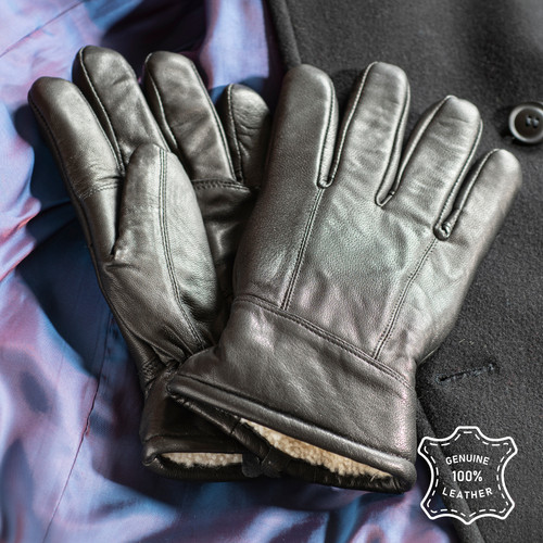 Men luxury leather gloves - leather,