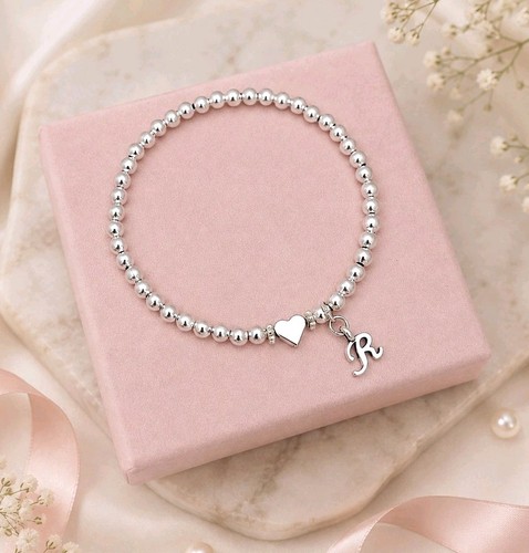 Initial and heart bracelet - heart,