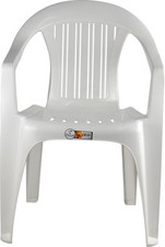 White Plastic Chair Low Back Seat Patio Partying Camping Stacking Garden Picnic