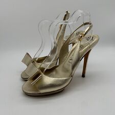 GINA Metallic gold shoes heels UK 6.5 strappy bow platform classic party