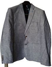 Oxford Mens Grey Black Sports Coat Tailored Jacket Blazer Cotton Linen Lined XXL