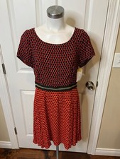 Maeve Amici Red & Black Bunny Rabbit Print Dress, Size 12