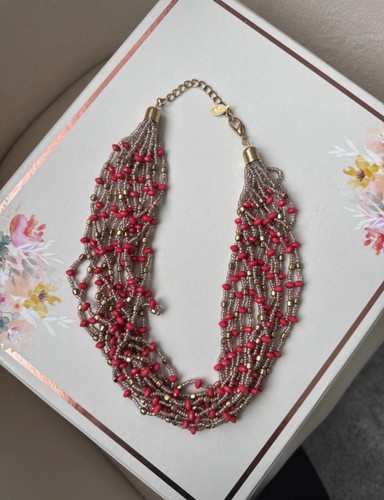 Multistrand red grey - red/grey, glass