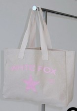 White Fox Bag Tote Bag cream with  Pink Letters Stunning New  Free Postage
