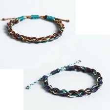 Unisex Woven Real Leather & Waterproof Wax Thread Lucky Rope Bracelet Jewellery