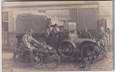 Original photo postcard WW1 Royal Flying Corps men truck and motorcycle c 1917