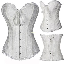 UK Women's Corset Bustier Basque Lingerie Overbust Party Costume Plus Size 6-24