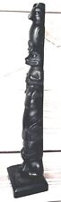 Large 12.5" Black Canadian Signed Boma Totem Pole Ornament Native Art Raven Bear