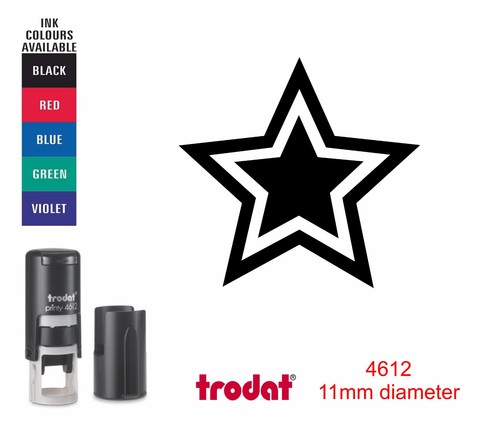 Double star rubber stamp - double,