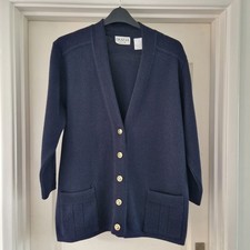 Grazia Size 20 Cardigan Wool Knited Pockets Button Down Long Sleeve Navy Blue