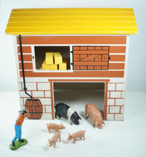 Rare Vintage Original 1970’s Britains Farm Barn Wooden Building Pigs Farmer