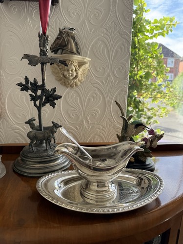 Silver plate sauce - silver, boat