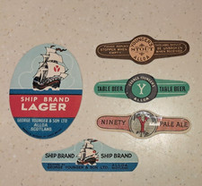 5 George Youngers Alloa Scotland beer bottle Labels 1950's