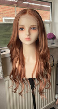24" Ginger copper Human hair wig 180% density bleached knots natural looking