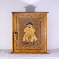 Antique Edwardian Smokers Cabinet / Humidor With inlaid Door Working Lock & Key