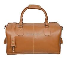 Men's Weekend Bag Travel Duffle Gym Holdall Tan Cowhide Real Leather Luggage Bag
