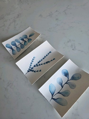 Blue botanical watercolor - blue, art