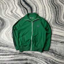 Vintage Fred Perry 90s Oversized XS Green Funnel Neck Tracksuit Top Track Jacket