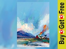 Vibrant Mountain Landscape Oil