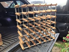 36 Bottle Pine And Metal Wine Rack