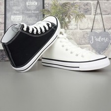 canvas hi top pumps trainers womens casual sneakers lace up summer flat size new