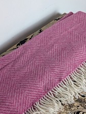 Bronte Herringbone Pink 100% Pure Shetland Wool Blanket Throw UK Made Moons