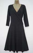 PHASE EIGHT DARK GREY JERSEY FIX WRAP TEA DRESS SIZE 12 3/4 SLEEVES