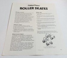 Fisher-Price Roller Skates 1983 Message To Parents Package Insert No Skates