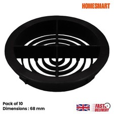10 x Black Plastic 68mm Round