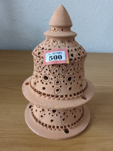 Terracotta tier lamp table - terracotta,