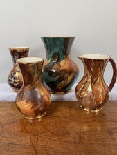 Vintage Hand Painted Oldcourt Ware Lustre Ware Vases - Set of 4, Autumn Vases
