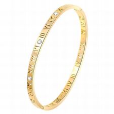 18K Gold Plated Roman Numerals Luxury Bangle Bracelet Water Proof Anti Tarnish