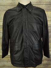 Mens black leather coat XL  jacket 46 Marks and Spencer trench bouncer soft