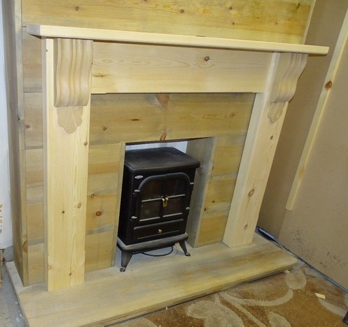 Pine fancy mantle fireplace - mantle,