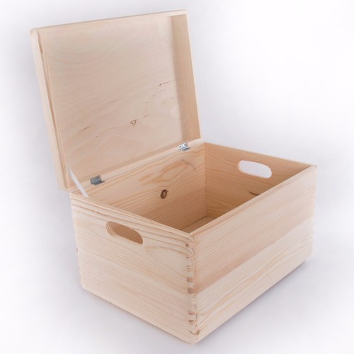 Large wooden storage box with - large,