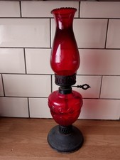 Vintage red glass oil lamp